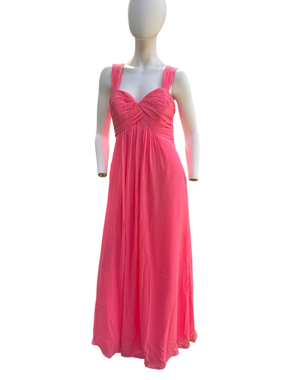 Bill Levkoff Coral Pink Ruched Empire Maxi Dress